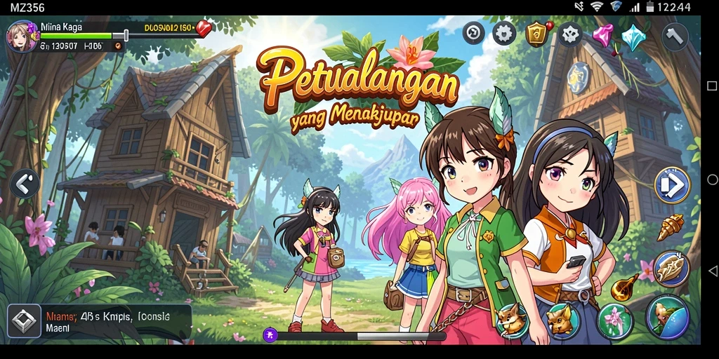 Tangkapan layar dari gameplay MZ356 yang penuh aksi Anime.