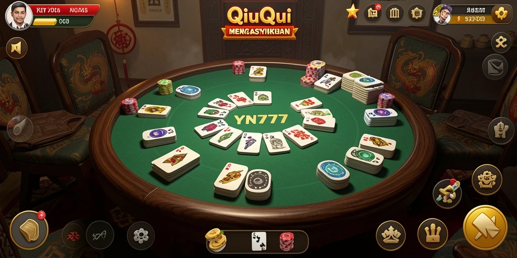 Screenshot gameplay YN777 menampilkan keseruan permainan QiuQiu.